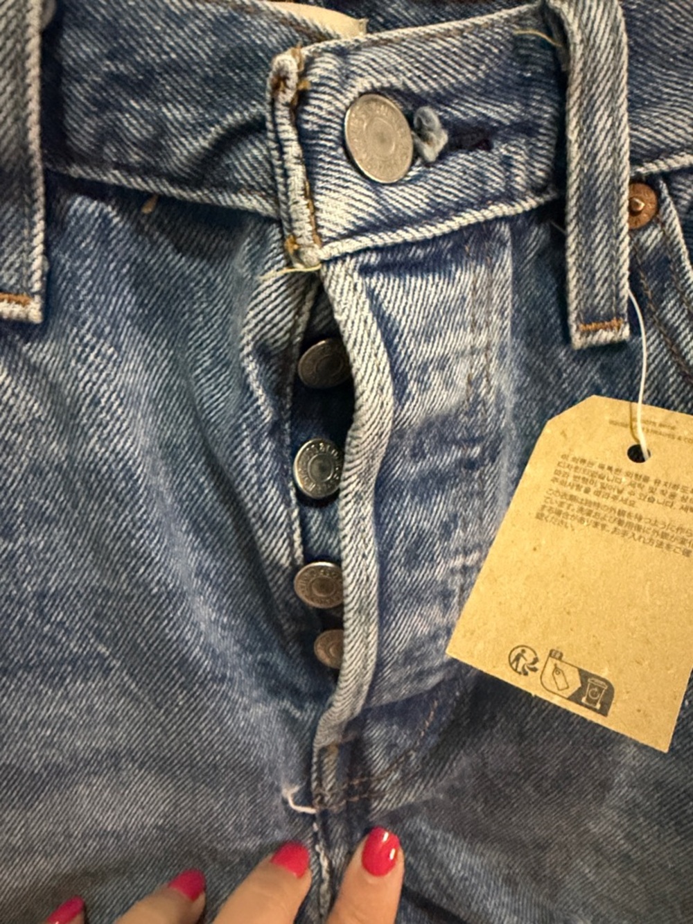 Levi's  501 Blue Distressed High-Rise Denim Shorts size 27 NEW - Picture 5 of 6